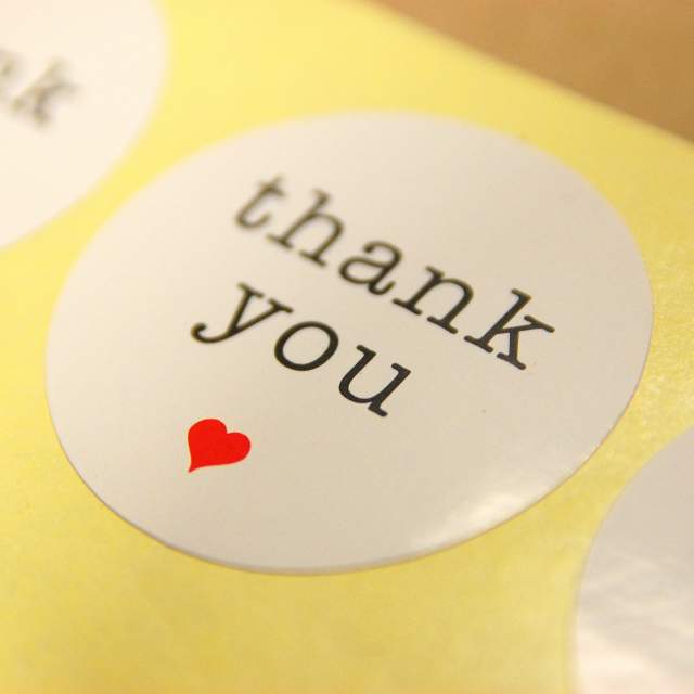 Circle Thank You Sticker with Heart
