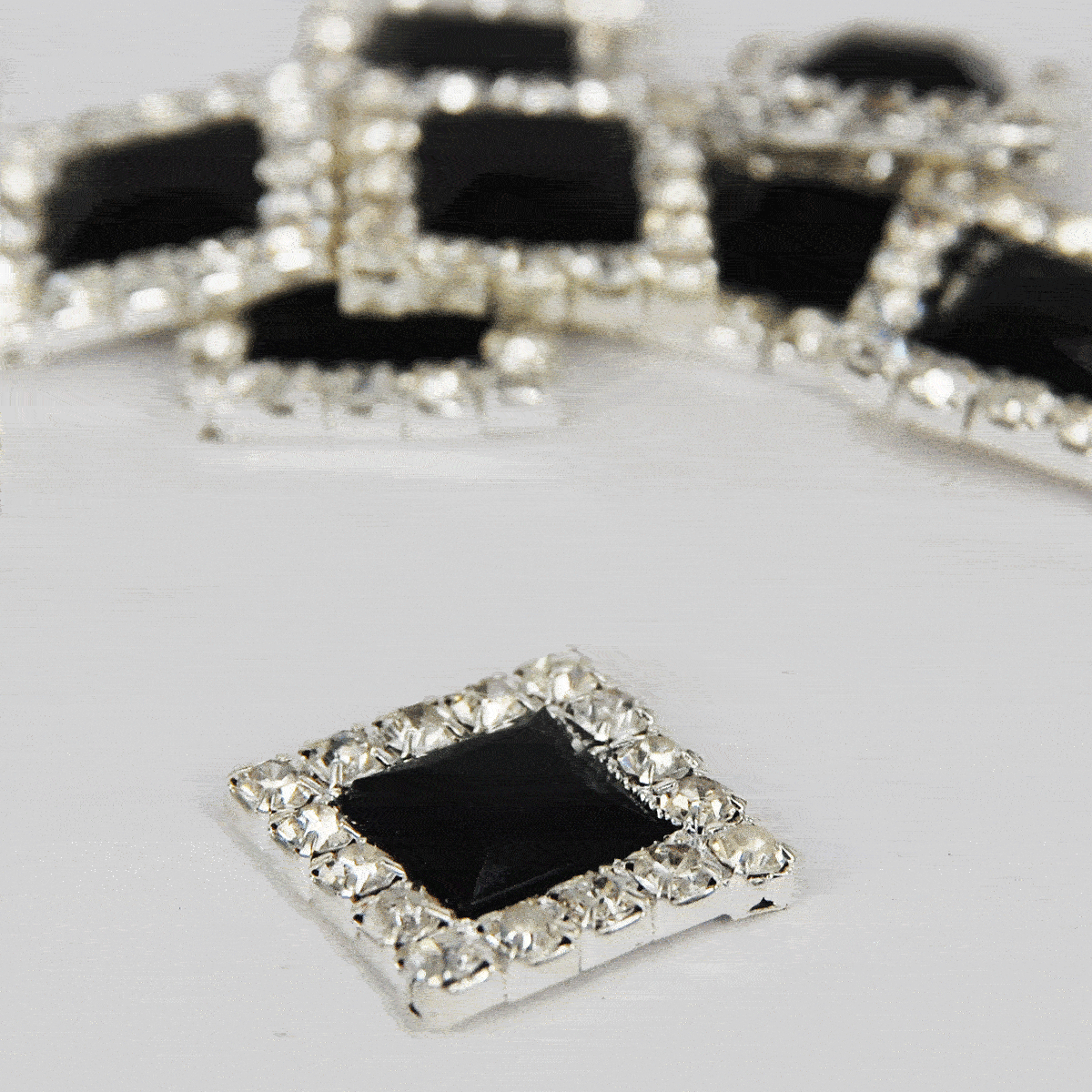 Flat Back Black Gem & Diamante - Square