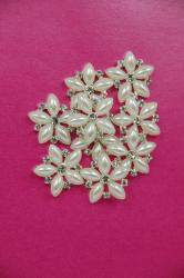 Flat Back Pearl & Diamante - Flower - BULK PACK of 100