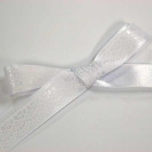 White Lace Print Ribbon