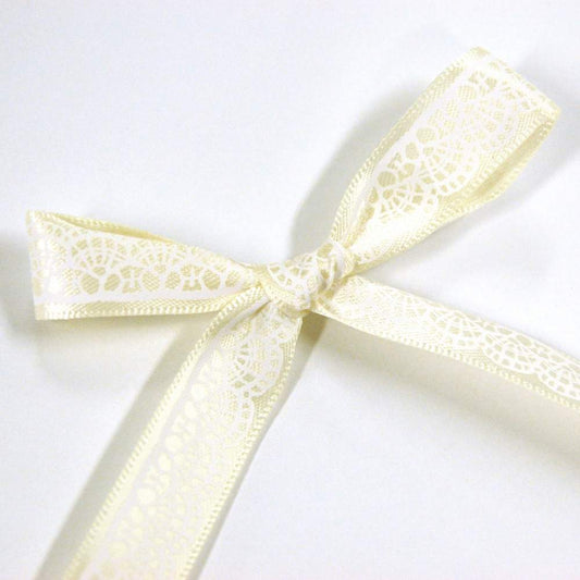 Ivory Lace Print Satin Ribbon