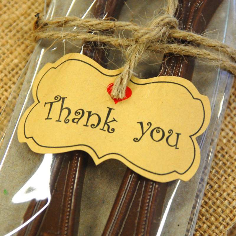 Ornate Kraft Thank You Sticker with Heart
