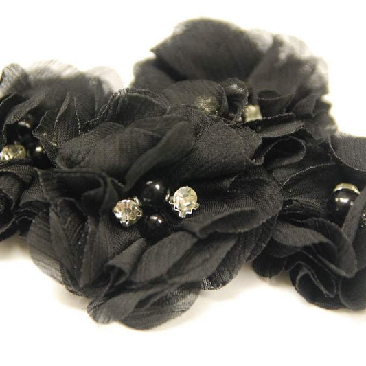 Shabby Beaded Flower - Black