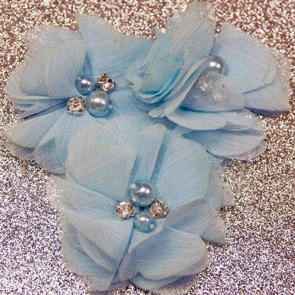 Shabby Beaded Flower - Blue