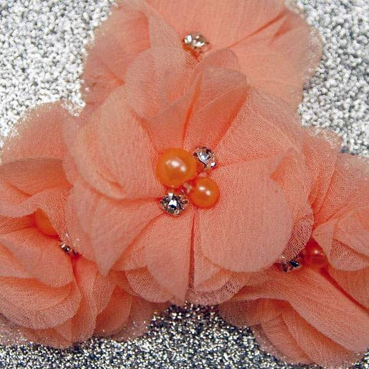 Shabby Beaded Flower Peach