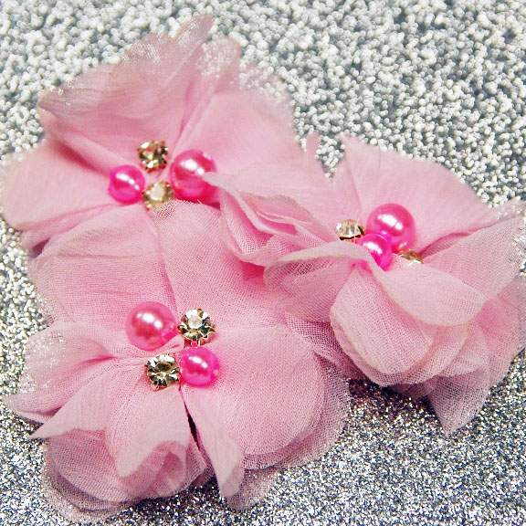 Shabby Beaded Flower Pink