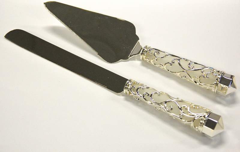 Silver vine Cake Cutting Set